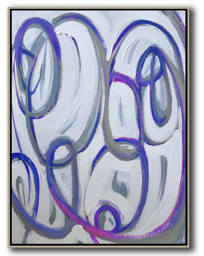 Abstract Painting Extra Large Canvas Art,Vertical Contemporary Art,Wall Art Ideas For Living Room,Blue,White,Pink,Purple.Etc